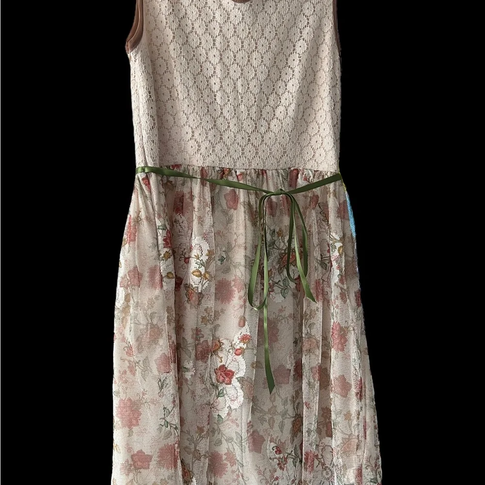 Mystic Tie Backnit Lace Skirt Dress Cottagecore Fairy Sz M Zipper on Side. - Picture 4 of 13